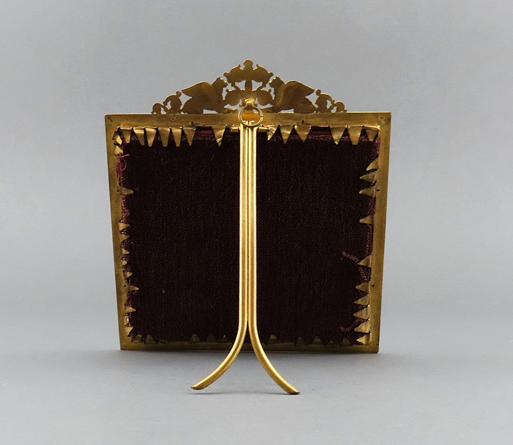 Exquisite Late 1800s French Brass Ormolu Miniature Portrait Griffon Frame