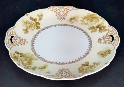 Antique Hermann Ohme Silesia Old Ivory 16 Porcelain Round Serving Platter Plate