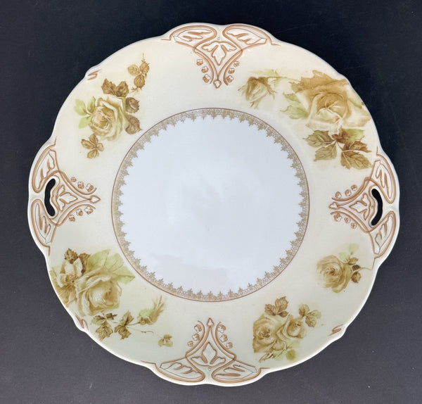 Antique Hermann Ohme Silesia Old Ivory 16 Porcelain Round Serving Platter Plate