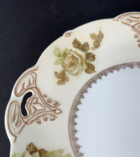 Antique Hermann Ohme Silesia Old Ivory 16 Porcelain Round Serving Platter Plate