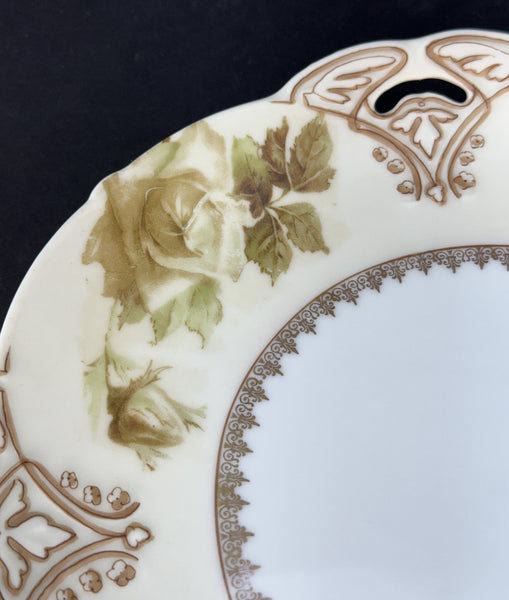 Antique Hermann Ohme Silesia Old Ivory 16 Porcelain Round Serving Platter Plate