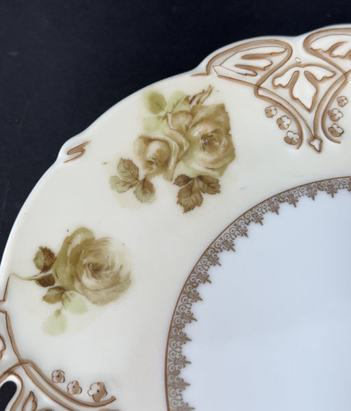 Antique Hermann Ohme Silesia Old Ivory 16 Porcelain Round Serving Platter Plate