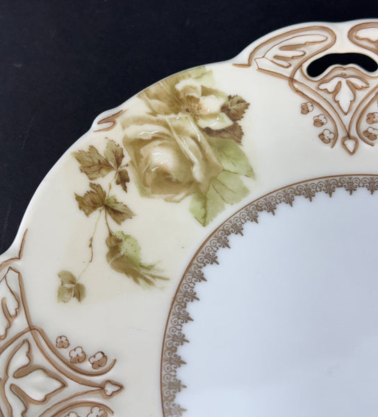 Antique Hermann Ohme Silesia Old Ivory 16 Porcelain Round Serving Platter Plate