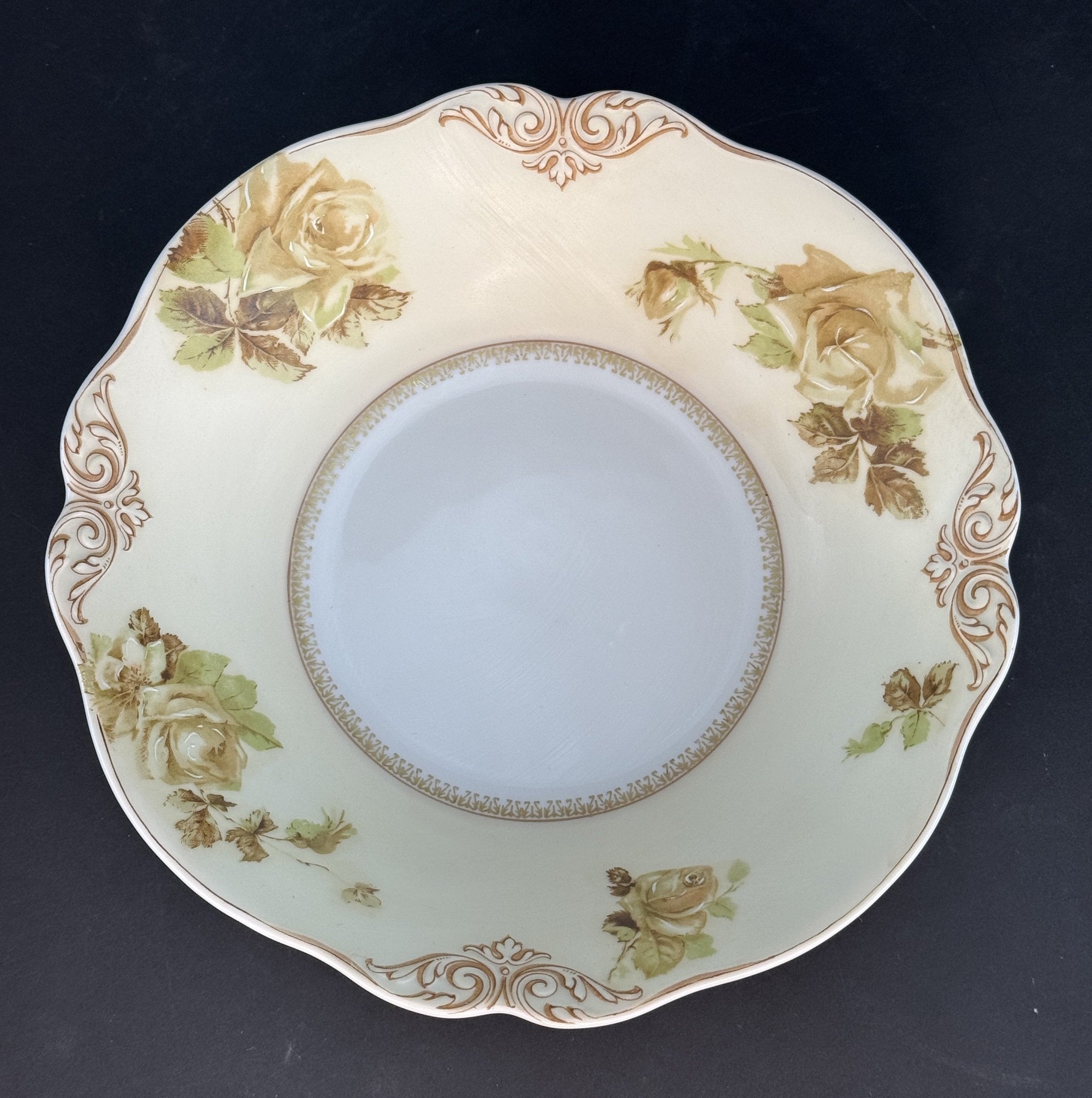 Antique Hermann Ohme Silesia Old Ivory Porcelain 84 Round Serving Bowl