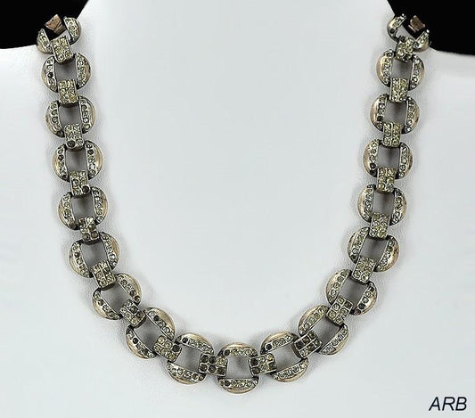 Glitzy Vintage Coro Sterling Silver and Rhinestone Collar/Choker, 13 3/8 inch