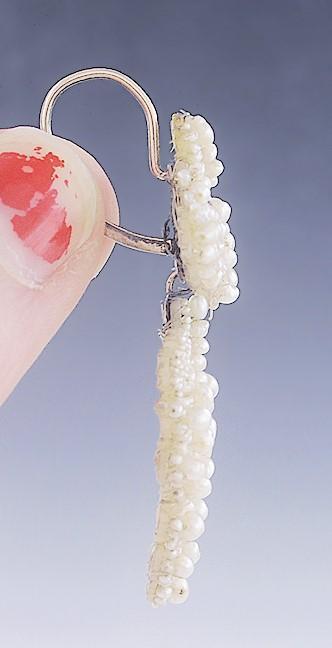 Lovely Pair c1850-1870 Victorian 10k Bridal Seed Pearl Grape Cluster Earrings