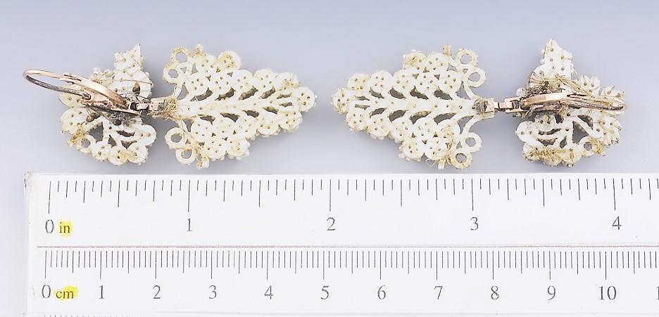 Lovely Pair c1850-1870 Victorian 10k Bridal Seed Pearl Grape Cluster Earrings
