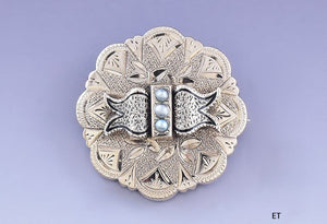 c1860s Beautiful Victorian 14k Gold Black Enamel Pearl Memorial Pin / Brooch