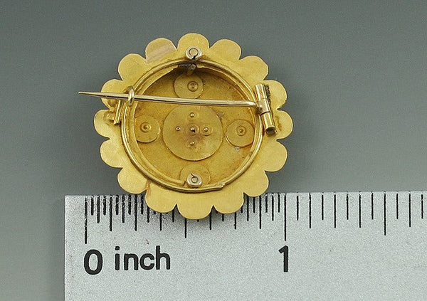 Charming Victorian 18k Gold Seed Pearl Flower Form Pin Brooch