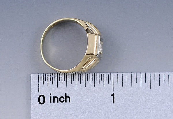 Wonderful 14k 2-Tone Gold Diamond Solitaire Ring Wide Band