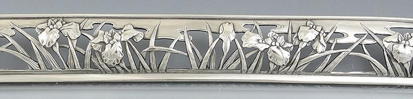 1890-1915 Japanese Art Nouveau Set Of Silver Overlay Cordials W/Silver Tray