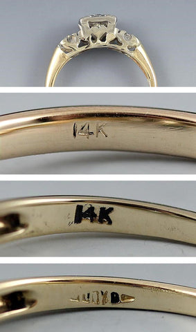Stunning 14K Gold Diamond Engagement & Wedding Ring Suite Set