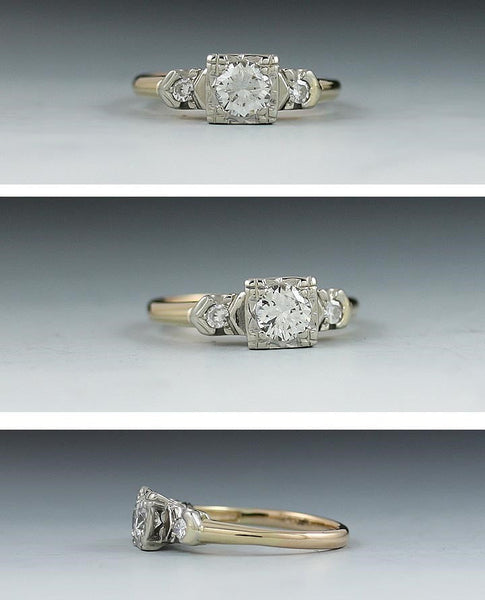 Stunning 14K Gold Diamond Engagement & Wedding Ring Suite Set