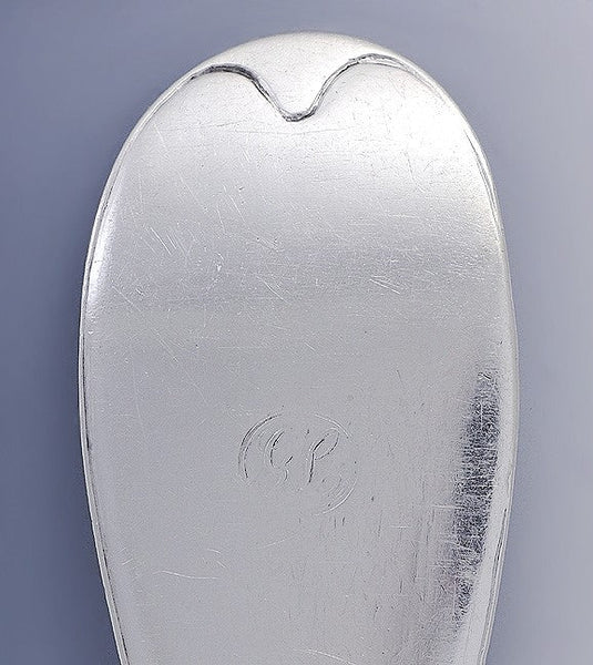 Antique 1809 Large Swedish Silver Serving Platter Stuffing Spoon 11.25"