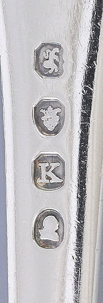 Antique 1805 English Georgian Sterling Silver Onslow Scroll Serving Spoon