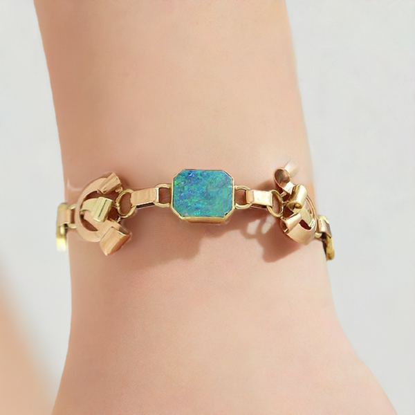 American Retro 14k Rose & Yellow Gold Opal Bracelet