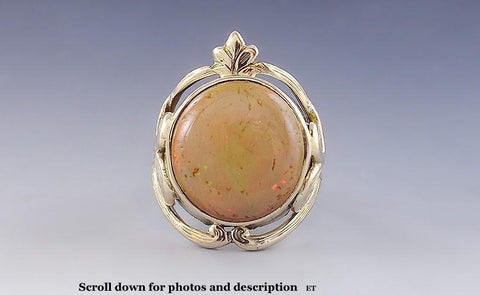 Antique c1900 Art Nouveau 14k Yellow Gold Opal Ring Size 6.25