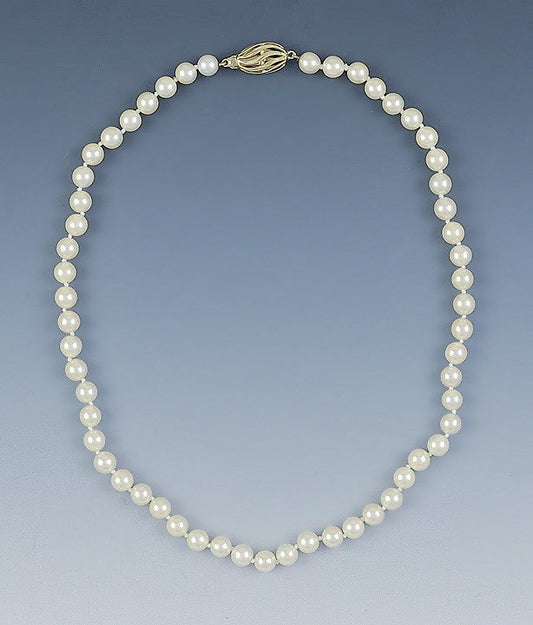 Beautiful 17 in Strand 6.4mm Pearls 14K Yellow Gold Clasp Necklace