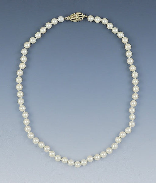 Beautiful 17 in Strand 6.4mm Pearls 14K Yellow Gold Clasp Necklace