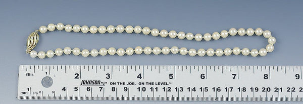 Beautiful 17 in Strand 6.4mm Pearls 14K Yellow Gold Clasp Necklace