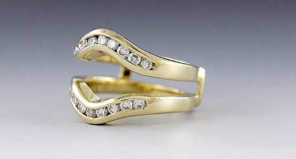 Nice 18k Yellow Gold & ~1/2 Carat Diamond Guard Ring