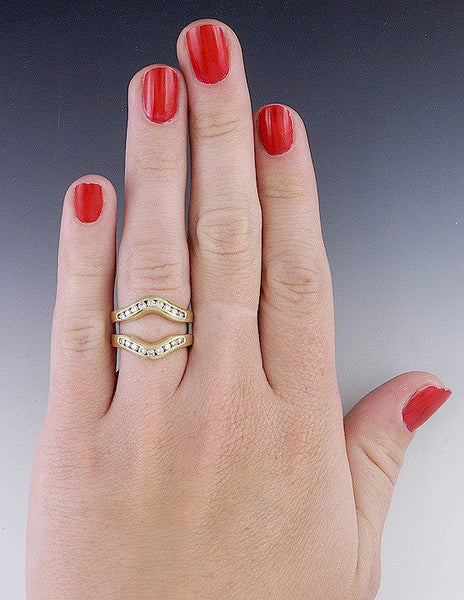 Nice 18k Yellow Gold & ~1/2 Carat Diamond Guard Ring