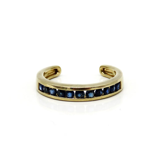14k Yellow Gold Channel Set ~.40ct Sapphire Anniversary Band Open Back Ring