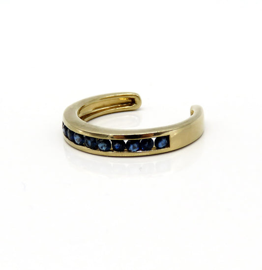 14k Yellow Gold Channel Set ~.40ct Sapphire Anniversary Band Open Back Ring