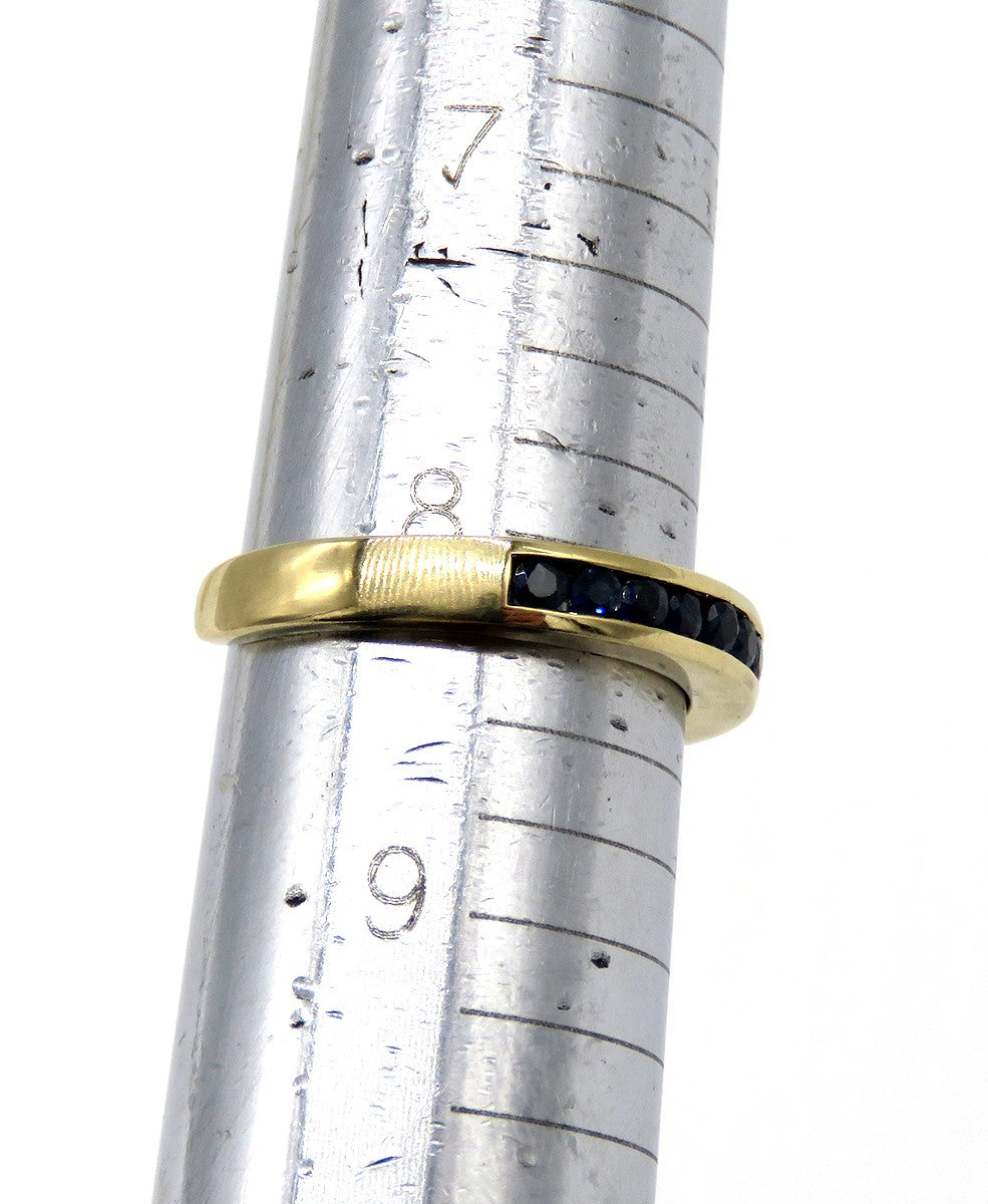 14k Yellow Gold Channel Set ~.40ct Sapphire Anniversary Band Open Back Ring