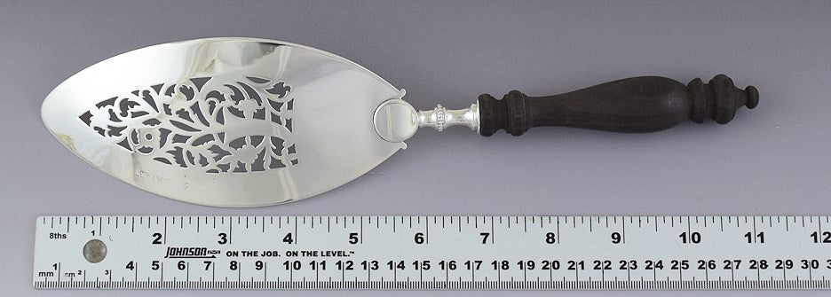 Antique 1785 Beautiful English Georgian Sterling Silver Fish Slice Server 11"