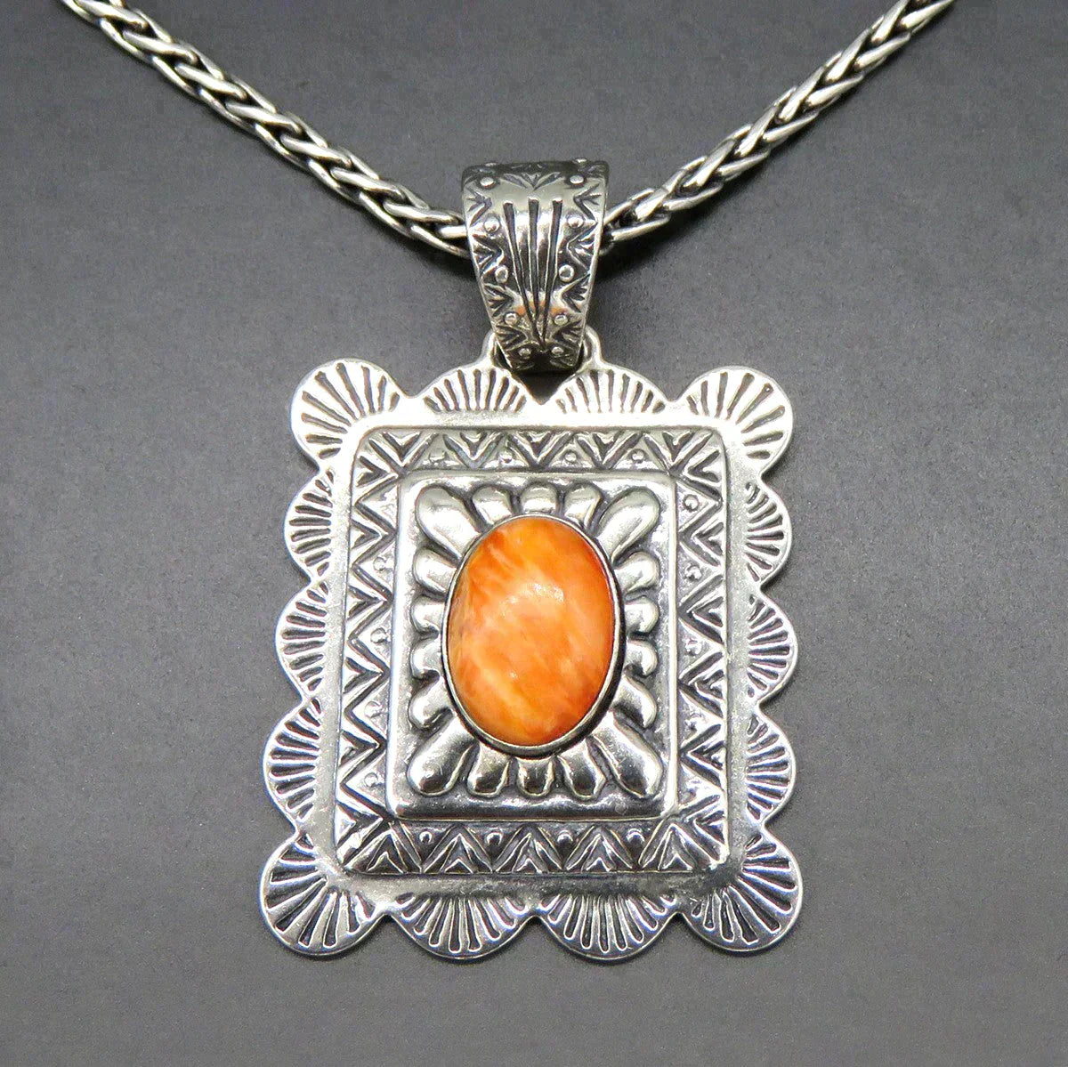Pretty Modern Coral Sterling Silver Pendant Necklace Chain Indonesia BA