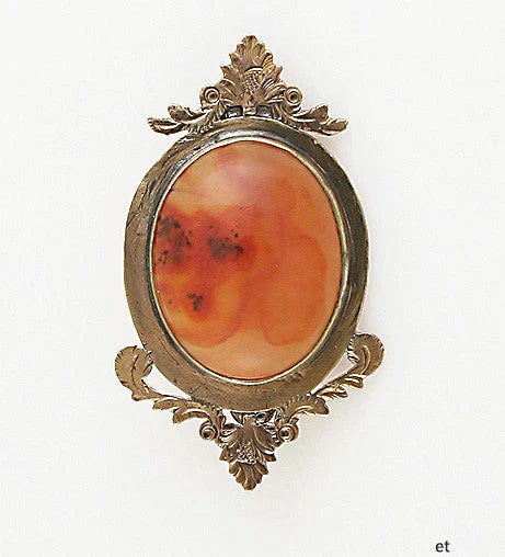 American Victorian 10k Gold Carnelian Pin Mid 1800s