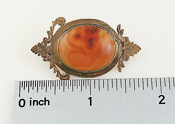 American Victorian 10k Gold Carnelian Pin Mid 1800s