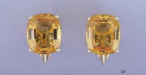Lovely Pair 14k Yellow Gold & Citrine Clipback Earrings