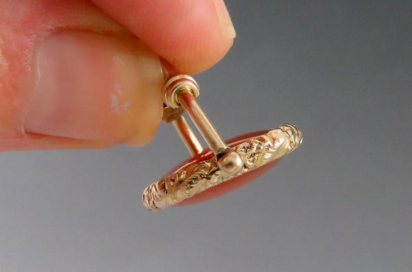 Beautiful Victorian 14K Yellow Gold Carnelian Gemstone Spinner Fob Charm