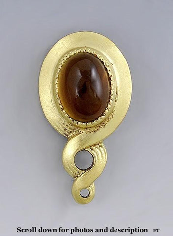 c1910 Art Nouveau Cabochon Citrine 14k Gold Stickpin