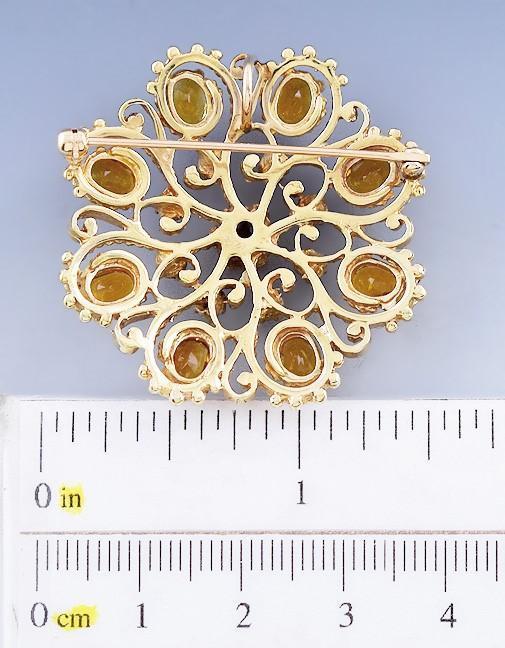 Charming Retro 14k Gold Diamond & Citrine Pin / Brooch / Pendant