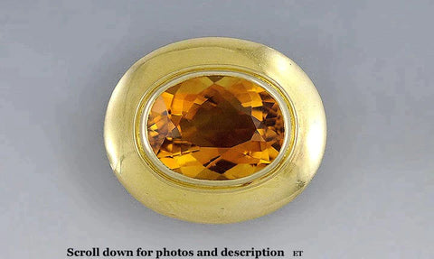 Early 20th Century 14k Gold Faceted Citrine Pin Small Brooch