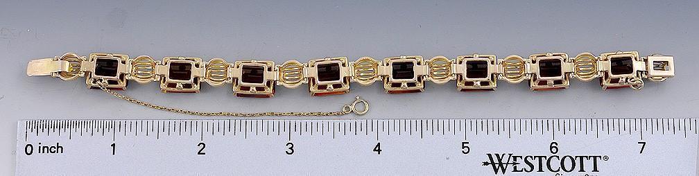High End 18K Yellow Gold & Faceted Citrine Linked Bracelet
