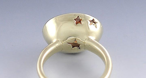 Cute 14K Gold & Yellow Stone Art Ring Star Design Size 6.75