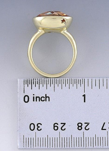Cute 14K Gold & Yellow Stone Art Ring Star Design Size 6.75