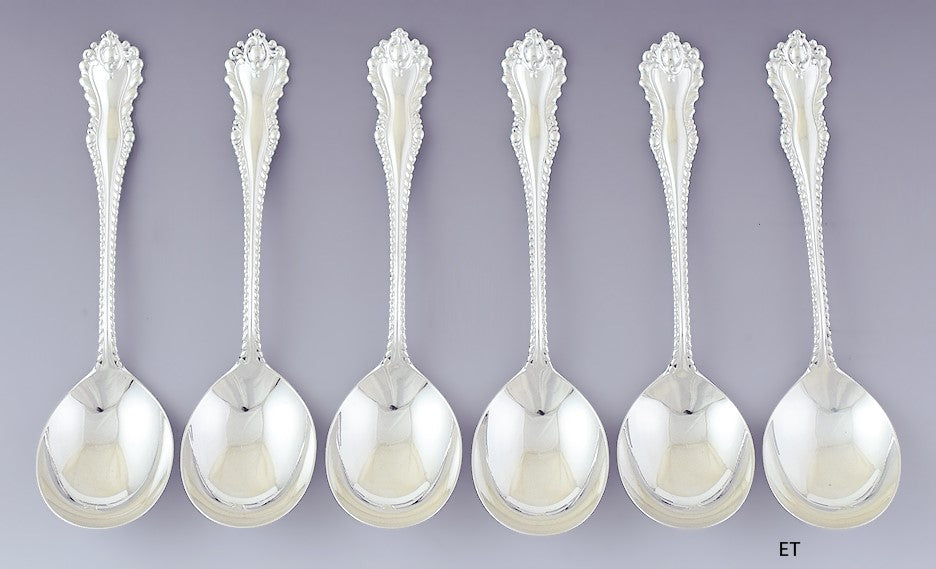 Rare set 6 Dominick & Haff Sterling Silver Gumbo Soup Spoons