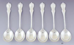 Rare set 6 Dominick & Haff Sterling Silver Gumbo Soup Spoons