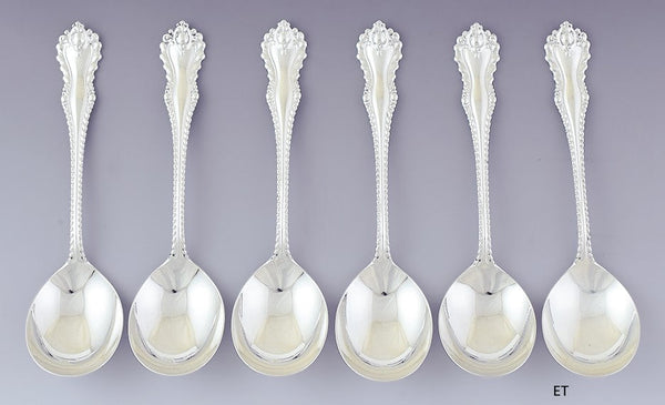 Rare set 6 Dominick & Haff Sterling Silver Gumbo Soup Spoons