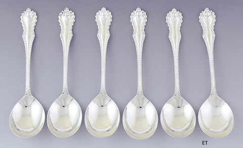 Rare set 6 Dominick & Haff Sterling Silver Gumbo Soup Spoons
