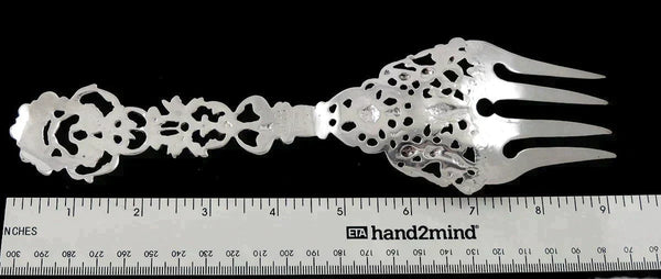 Antique 1890s Hanau Germany Silver Dutch Colonial Style Cherub Serving Fork