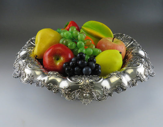 Antique c1895 Tiffany Sterling Silver Victorian Huge Fruit Centerpiece Bowl