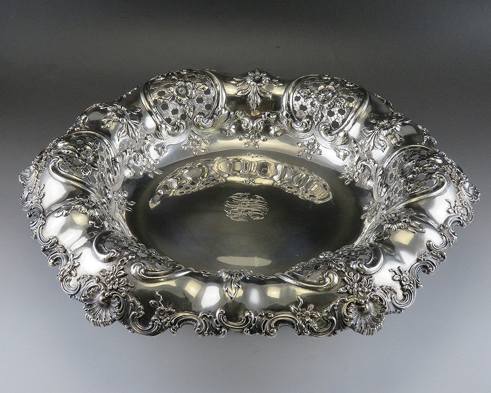 Antique c1895 Tiffany Sterling Silver Victorian Huge Fruit Centerpiece Bowl