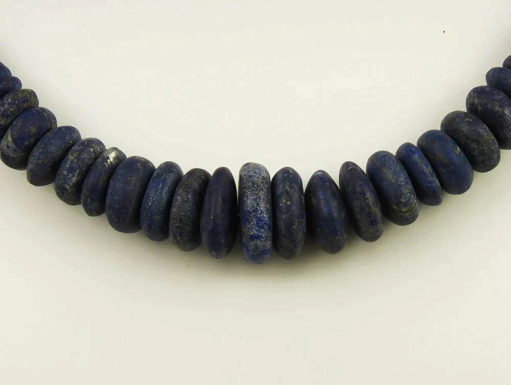 Handcrafted Indonesian Lapis Lazuli Graduated Stone Necklace Beaded Strand 17.5