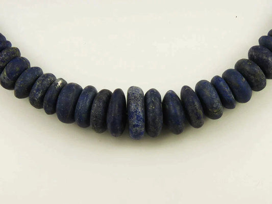 Handcrafted Indonesian Lapis Lazuli Graduated Stone Necklace Beaded Strand 17.5